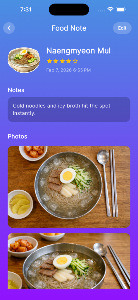 Food Discovery app screen